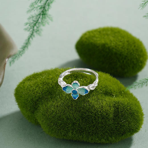 子佩集【花开景明】S990银戒指【YXYLJZ015】四叶草花丝珐琅彩2510 商品图2