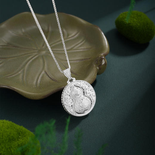 子佩集【福禄转运】S990银吊坠【YXYLDZ054】可转动葫芦花丝平安祥云（不含链）2510 商品图6