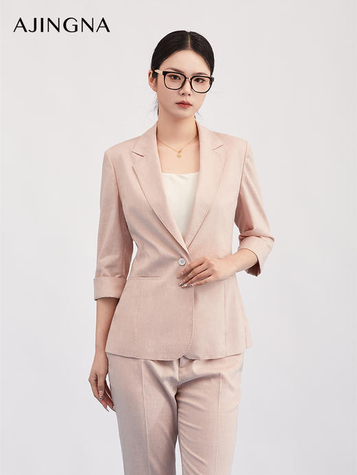 【商场同款】阿菁娜春季新款亚麻感西装垂顺软糯透气挺括微弹抗皱易打理A31C108035 商品图2