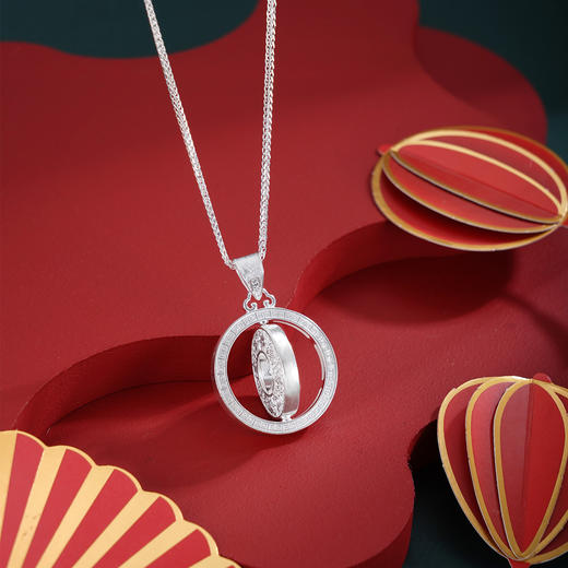 子佩集【八宝福盘】S990银吊坠【QFDZ044】花丝吊坠可旋转（不含链）2510 商品图7