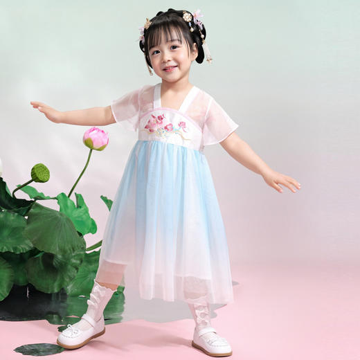 笛莎/Deesha 观山见2026年夏季新款童装女童小荷仙刺绣连衣裙  商品图4