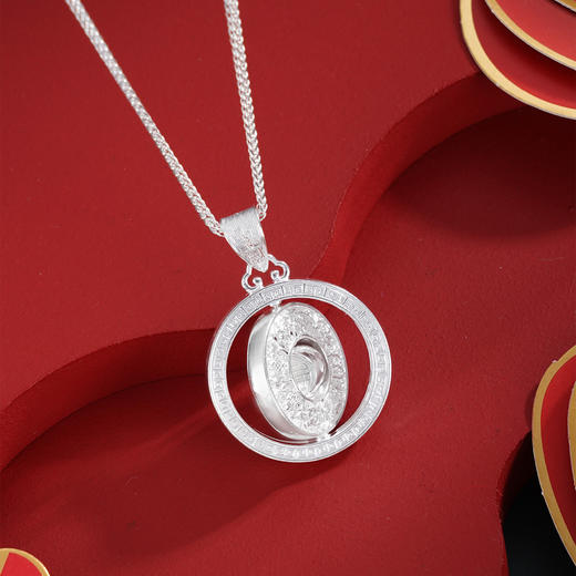 子佩集【八宝福盘】S990银吊坠【QFDZ044】花丝吊坠可旋转（不含链）2510 商品图5