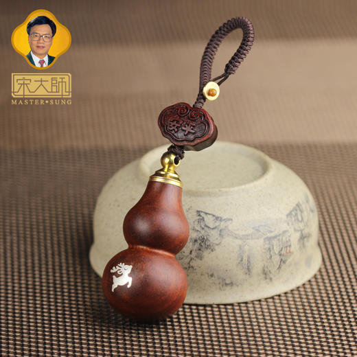 宋韶光大师新款 檀木镶银福禄葫芦 汽车钥匙扣挂饰挂件礼品饰物 商品图3
