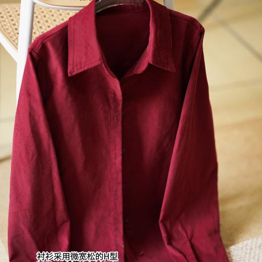 LONGNVFAIR安可拉红灯芯绒全棉衬衫 经典衬衫剪裁 自带复古氛围感 上身气质拉满 商品图4