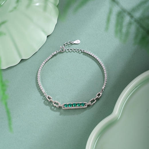 子佩集【清漪潋滟】银S925手链【SL012333】绿玉髓排钻2511 商品图1