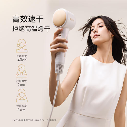 【第四代吹风机】 BRUNO轻薄高速吹风机BY-CFJ01-WH 超薄至66mm 5亿级负离子 仅355g 快速干发 轻声不扰人 冷风/温风/热风/冷热循环风 含磁吸顺滑风嘴 商品图2