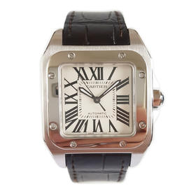 【95新】CARTIER 卡地亚W20106X8自动机械机芯35.6*44.2MM（中性款）山度士系列精钢160326AK15