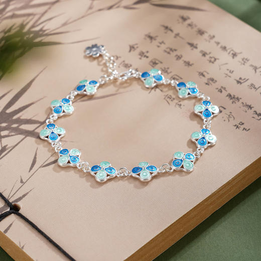 子佩集【四叶安好】S990银手链【MXSL011】四叶草花丝珐琅彩2510 商品图13