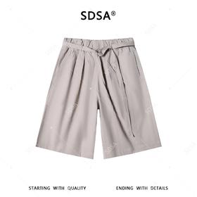 SDSA男装2026新款高贵轻奢韩版系纯色带松紧腰短裤休闲百搭直筒