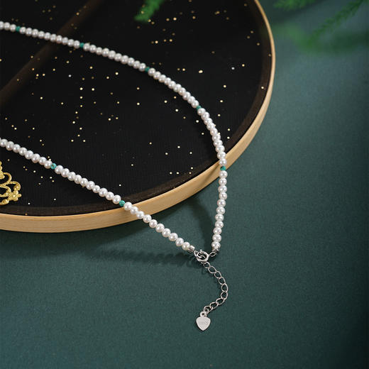 子佩集【碧影清辉】银S925珍珠AOYA奥雅项链【QNX0020】3mm珠绿松石2512 商品图3