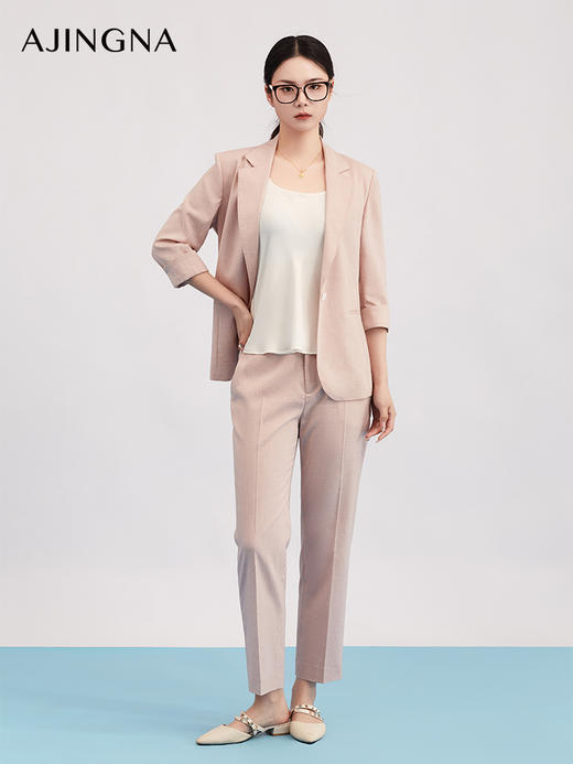 【商场同款】阿菁娜春季新款亚麻感西装垂顺软糯透气挺括微弹抗皱易打理A31C108035 商品图3