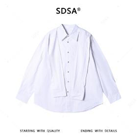 SDSA男装2026新款高贵轻奢韩版简约长袖衬衫竖纹披肩设计百搭衬衣