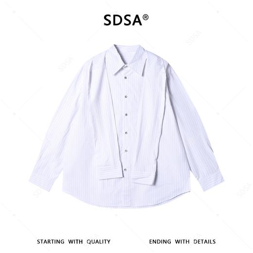 SDSA男装2026新款高贵轻奢韩版简约长袖衬衫竖纹披肩设计百搭衬衣 商品图0