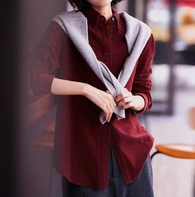 LONGNVFAIR安可拉红灯芯绒全棉衬衫 经典衬衫剪裁 自带复古氛围感 上身气质拉满