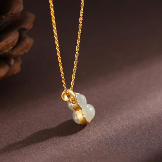 子佩集S925银【朝夕盼夕】和田玉套链【WSF2655】国潮镀金项链葫芦2509 商品图2