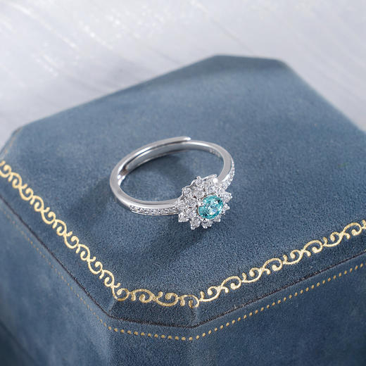 子佩集【阳光花海】S925银戒指【RM0519-XF】培育宝石帕拉伊巴蓝碧玺星光太阳花2510 商品图1