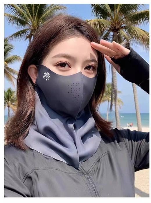 【套装出行！超值2件套】全脸防晒面罩脸基尼 女防紫外线 夏季冰丝骑行遮阳帽子口罩护颈一体 2件套防晒神器 商品图6