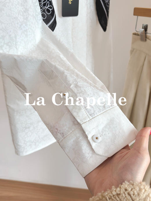 专柜实拍【全棉亲肤好穿！】拉夏贝尔/La Chapelle翻领排扣印花小众设计感高级简约气质长袖衬衫上衣 商品图7