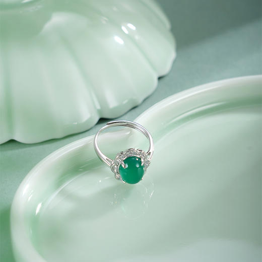 子佩集【花开灵韵】银S925戒指【JZ012841】绿玉髓椭圆2511 商品图1