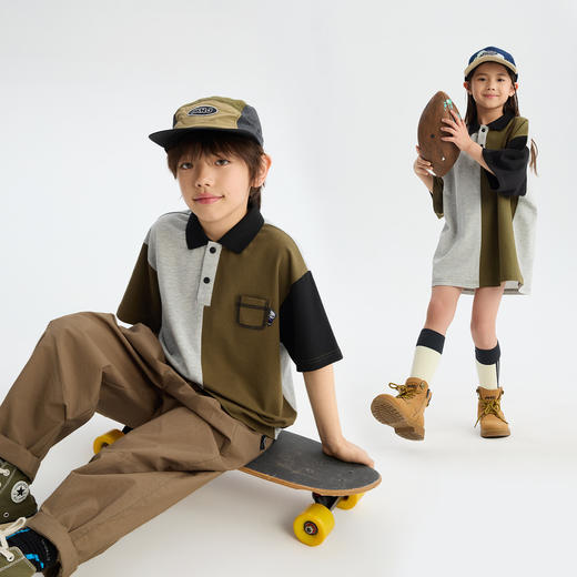 MANHOJIA【拼色POLO】儿童T恤春夏新品凉感防蚊3A抗菌短袖POLO 商品图1