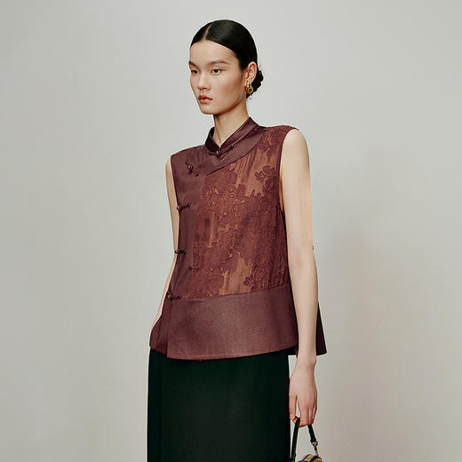 【林栖设计小店】落日霞光|素平缎红云纱2026夏新款提花马面裙马甲1962065 商品图0