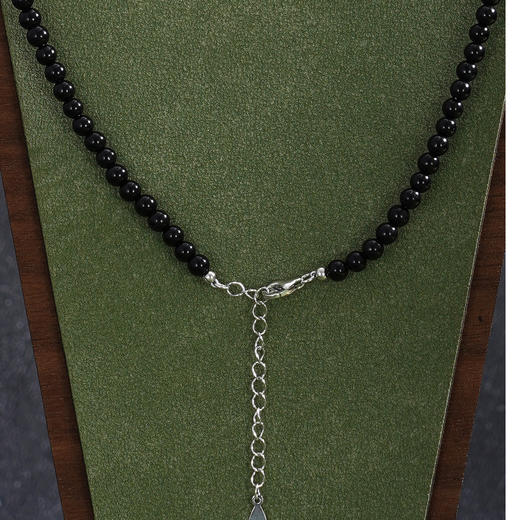 子佩集【墨夜凝霜】银S925珍珠AOYA奥雅项链【SPN0950004】9*17mm巴洛克珠4mm黑珠2512 商品图3