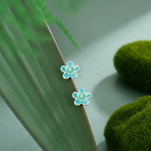 子佩集【静待花开】S990银耳钉【MXED012】花丝珐琅彩2510 商品图3