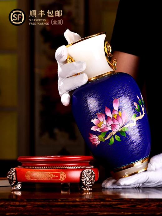 「彼达思」景泰蓝白玉兰花瓶 商品图3