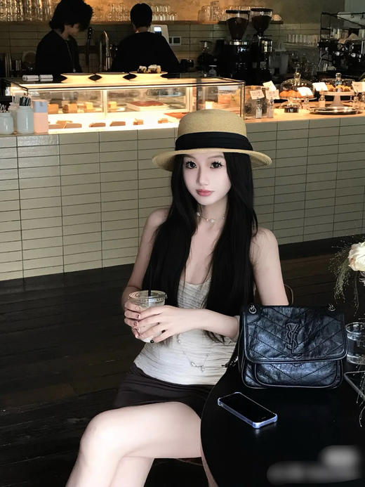 YSL Niki Shopping Bag 中号 黑银 油蜡牛皮 斜挎包 商品图4