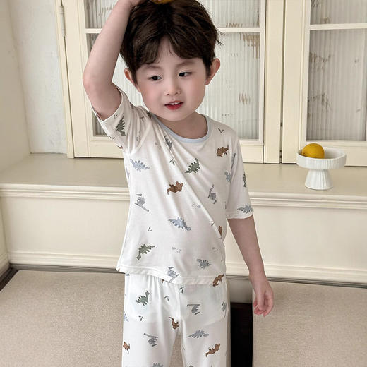 【无骨工艺❗柔软亲肤】A类儿童睡衣男孩新款夏季薄款优可丝七分袖套装男童家居空调服韩。rh 商品图1