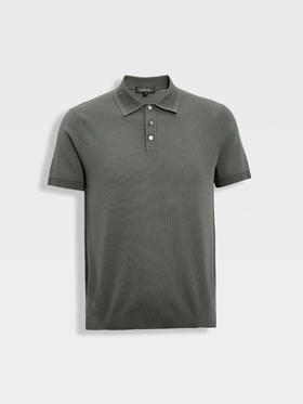 callisto绿色双层领口丝棉混纺弹力T恤