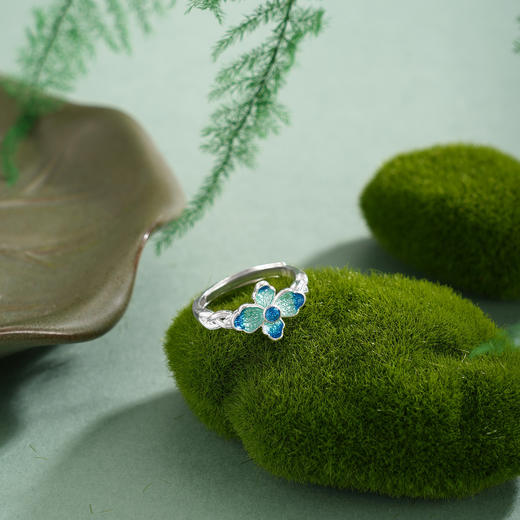 子佩集【花开景明】S990银戒指【YXYLJZ015】四叶草花丝珐琅彩2510 商品图10
