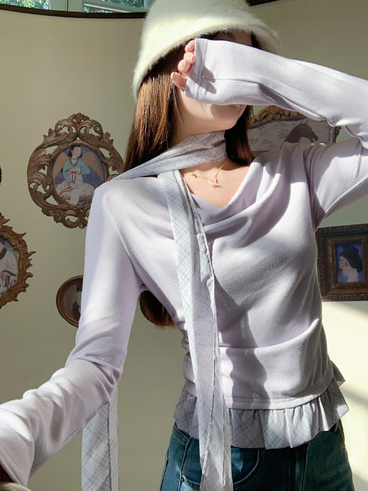 <曾小咸推荐>3.21现货秒杀 ！微信超特价！韩系荡领斜领长袖t恤 日常159.99 立减90 秒杀69.99！！ 商品图7