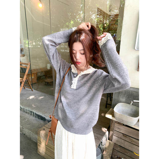 <曾小咸推荐>3.22现货秒杀 ！微信超特价！韩系蕾丝连帽针织衫 日常169.99 立减100 秒杀69.99！！ 商品图3