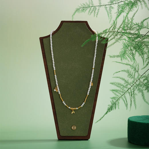 子佩集【竹福好运】银S925珍珠AOYA奥雅项链【QNX0009】3mm珠竹叶镀金2512 商品图0