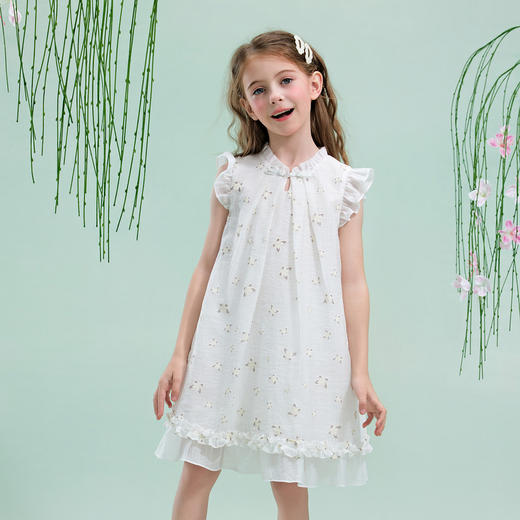 笛莎/Deesha 观山见2026年夏季新款童装女童国风小飞袖连衣裙 商品图2