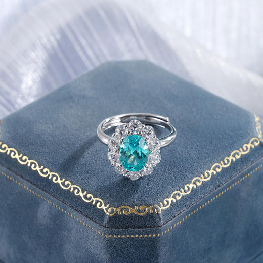 子佩集【湛蓝之恋】S925银戒指【RM0499-XF】培育宝石帕拉伊巴蓝碧玺大号2510 商品图4