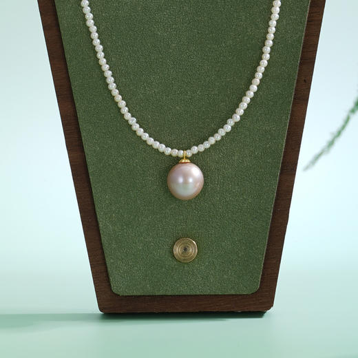 子佩集【银河回响】银S925珍珠AOYA奥雅项链【SGN1747001】2mm小珠11.5mm大珠(平底半珠)2512 商品图1