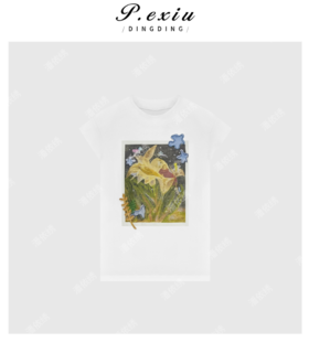 03-4潘依绣丁丁宠粉简约通勤风花朵印花圆领短袖T恤 Q6650
