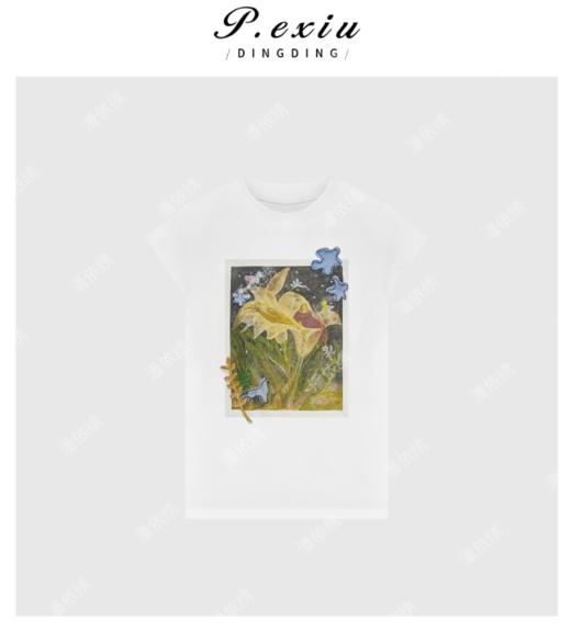 03-4潘依绣丁丁宠粉简约通勤风花朵印花圆领短袖T恤 Q6650 商品图0