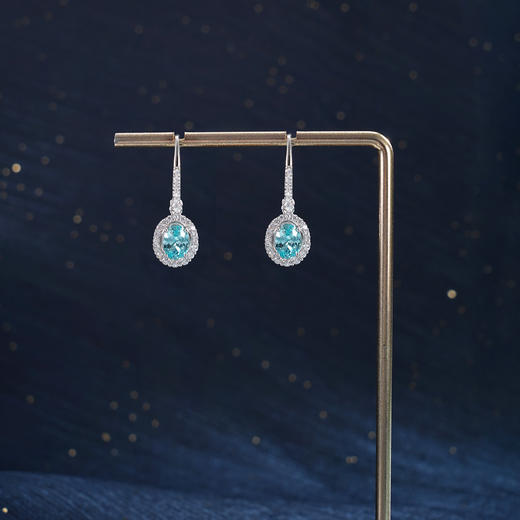 子佩集【湛蓝之海】S925银耳环【EM3085-XF】培育宝石帕拉伊巴蓝碧玺椭圆2510 商品图6