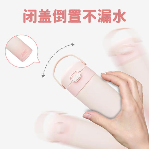 膳魔师 316不锈钢吸管保温杯 6层锁温保温黑科技 一键开盖 自带提手 保温保冷 四季通用 600ml/400ml/500ml 商品图3