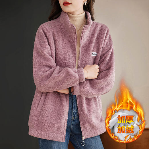 加绒加厚羊羔绒外套女冬季2025新款颗粒绒大码女士爆款摇粒绒上衣 商品图2