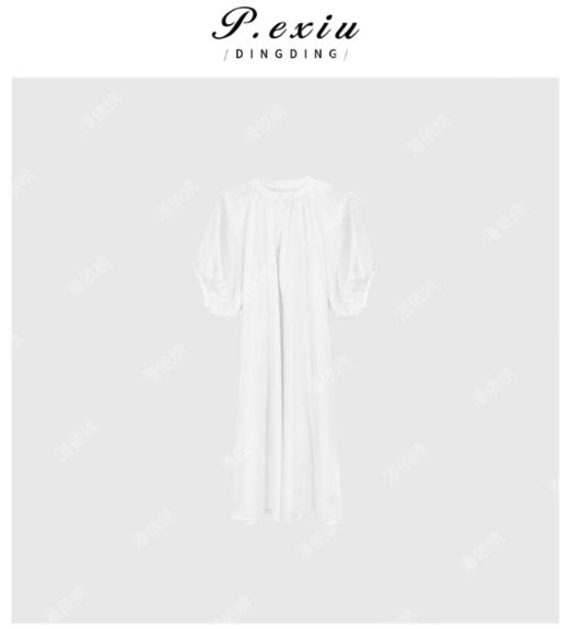 03-3潘依绣丁丁宠粉圆领纯色法式温柔风气质连衣裙 Q6107 商品图0