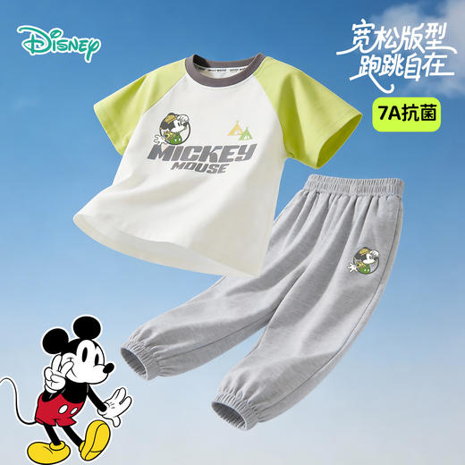 迪士尼男童7A抗菌冰瓷棉夏季短袖长裤套装ZD2FT058 商品图5
