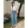 鹿向南「蓝调时分」蓝色宽松阔腿牛仔裤女夏高腰显瘦小个子九分裤 商品缩略图0