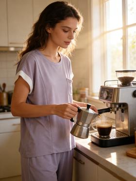 【亚纱丝罗纹粘纤】SCHIESSER德国舒雅女士亚纱丝罗纹粘纤短袖七分裤套装31/24989H