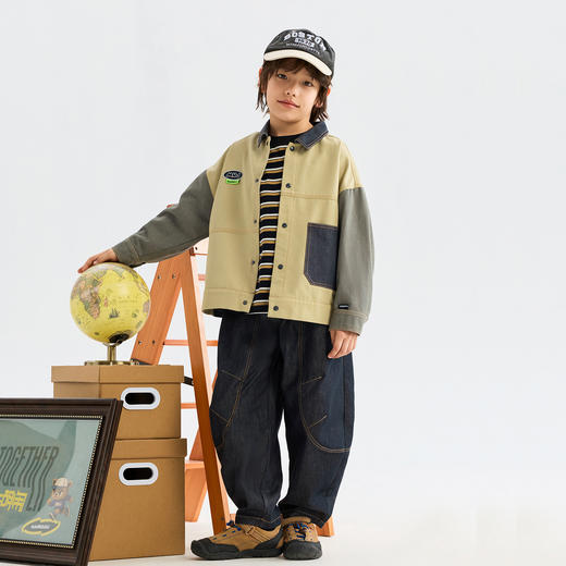 MANHOJIA【定番气球裤】儿童牛仔裤春新复古学院立裁弯刀气球裤 商品图1