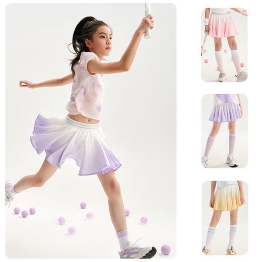 funactive女童渐变花瓣裙儿童运动速干防泼水半身裙F1GK60358 商品图0