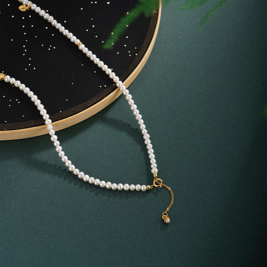 子佩集【神助之力】银S925珍珠AOYA奥雅项链【QNX0012】3mm珠金刚杵镀金2512 商品图2